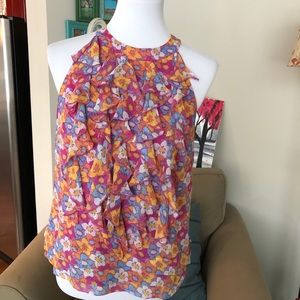 ECI Floral Ruffle Halter Top
